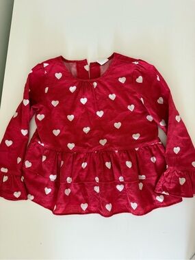 GAP Red Long-Sleeve Heart Peplum Top